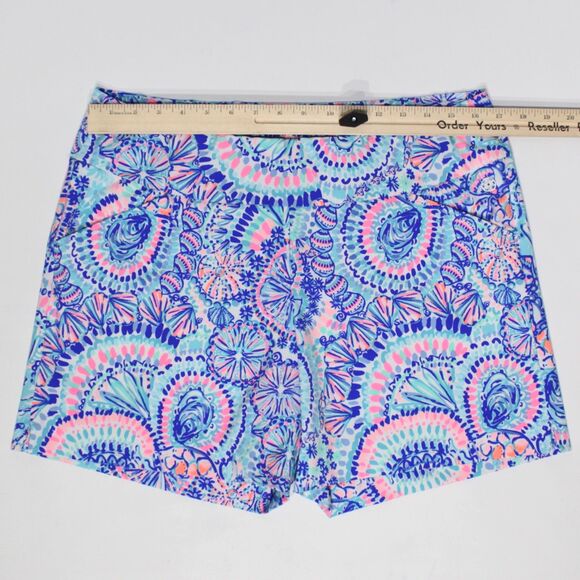 Lilly Pulitzer Luxletic Shorts Blue Purple Pink Shells Nautical Women Size 14 - Picture 12 of 14